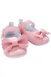 Kız Bebek Pembe Deri Fiyonklu Babet Ayakkabı 1