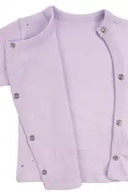 Kız Bebek Lila Yıldızlı Ayıcık Baskılı Patikli Pijama Takımı 0-3 Ay 6