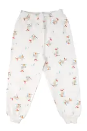 Unisex Ekru Ördek Desenli Çıtçıtlı Pijama Takımı 3