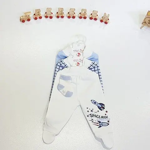 3'lü Tek Erkek Bebek Tek Alt Çorap Hediyeli 1
