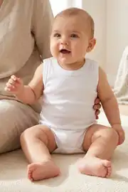 Unisex Beyaz %100 Organik Pamuk Düz Askılı Çıtçıtlı Zıbın Body 1