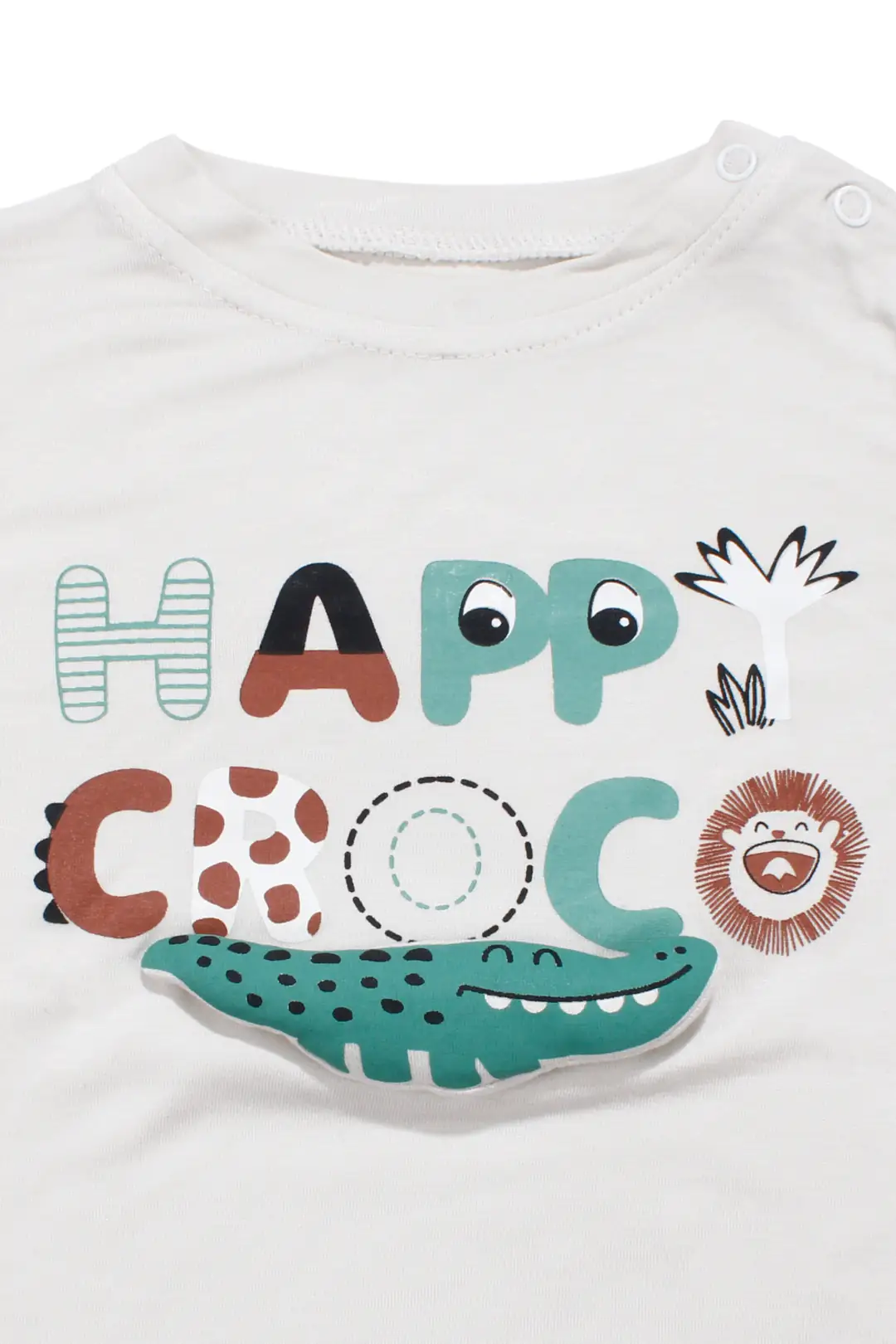 Erkek Bebek Ekru Siyah Happy Timsahlı Şortlu 2'li Takım 5