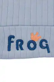 Erkek Bebek Mavi Froq Nakışlı Kulaklı Bere 0-12 Ay 2