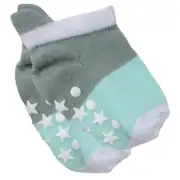Erkek Bebek Yeşil Yıldız Desenli Kaydırmaz Taban Çorap 1