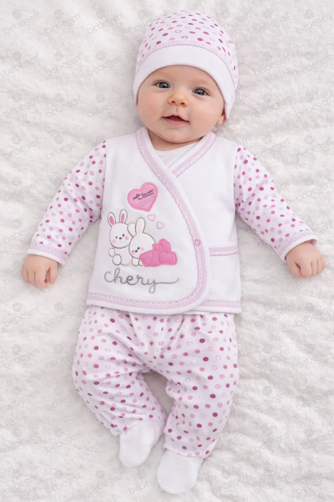 Chery Kalpli Pembe 5 Parça Kız Bebek Hastane Çıkış Seti