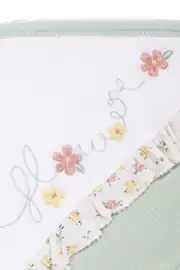 Kız Bebek Beyaz Yeşil Çiçek Nakışlı Havlu Bornoz Set 6