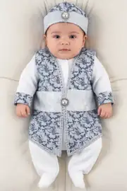 Tuğra Desenli Laci Gümüş Şehzade Erkek Bebek Mevlüt Tulumu 1
