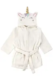 Kız Çocuk Ekru Renkli Unicorn Kapüşonlu Bornoz 1