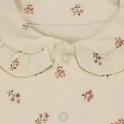 Kız Bebek Ekru Minik Çicekli Kolları Fırfırlı Bebe Yaka Çıtçıtlı Tulum 2
