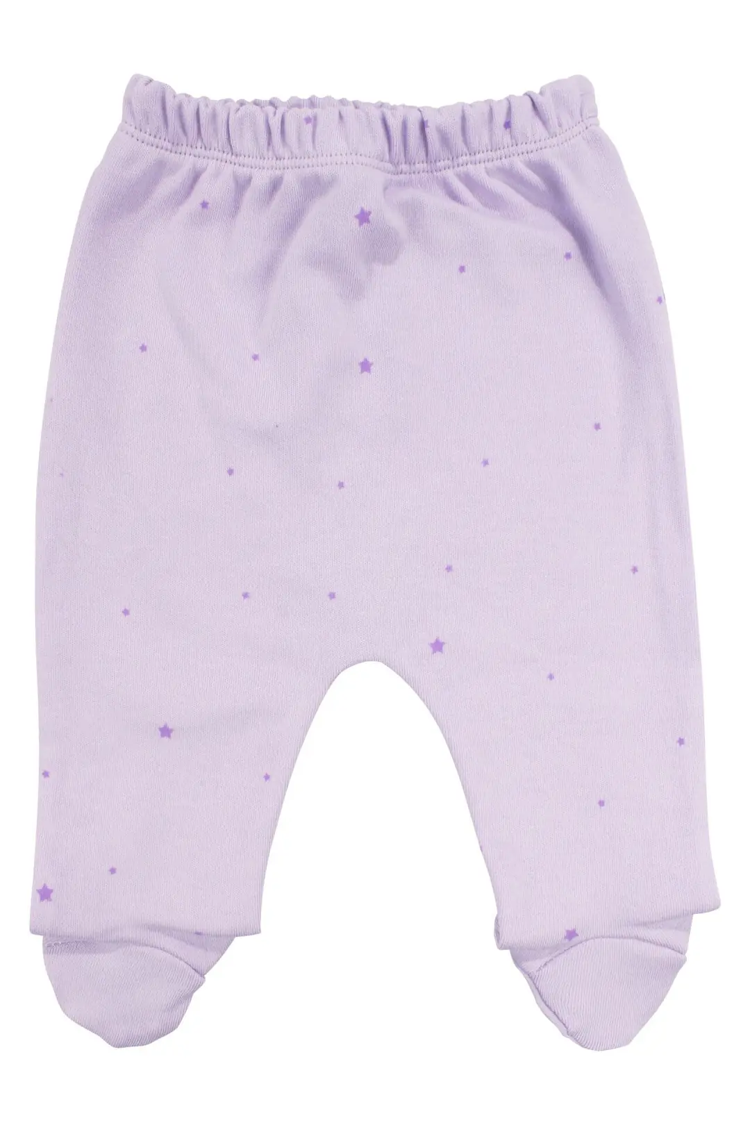 Kız Bebek Lila Yıldızlı Ayıcık Baskılı Patikli Pijama Takımı 0-3 Ay 3