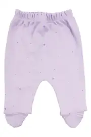 Kız Bebek Lila Yıldızlı Ayıcık Baskılı Patikli Pijama Takımı 0-3 Ay 3
