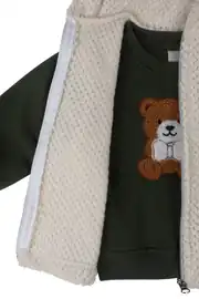 Erkek Bebek Haki Ekru Yelekli 3'lü Takım 3