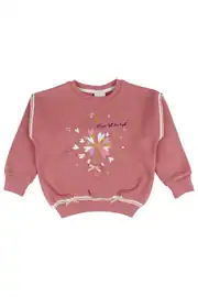 Kız Çocuk Pembe Kalp Baskılı Sweat 1