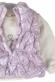 Kız Bebek Beyaz Lila Şişme Yelekli 3'lü Takım 3