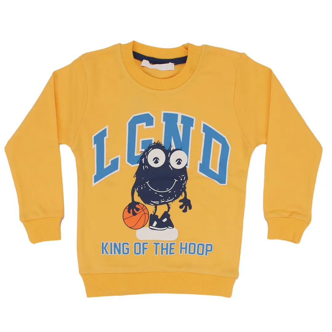 Erkek Çocuk Sarı Basketboll Topu Desenli Fiğürlü Tek Üst Sweat 1
