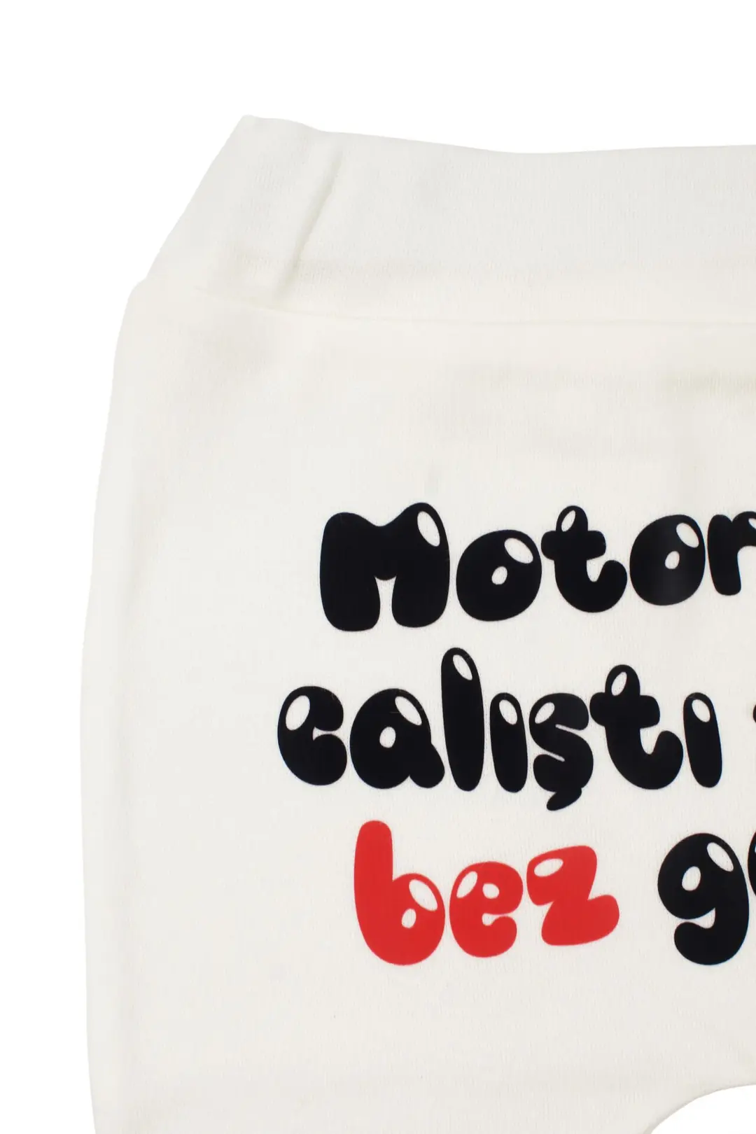 Unisex Ekru Motor Çalıştı Bez Getir Baskılı Manşetli Tek Alt 3