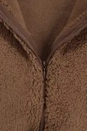 Unisex Kahve Ayı Nakışlı Kapşonlu Peluş Tulum 3