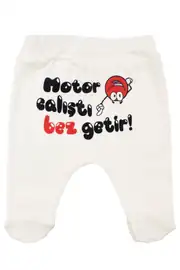 Unisex Ekru Motor Çalıştı Bez Getir Baskılı Patikli Tek Alt 1