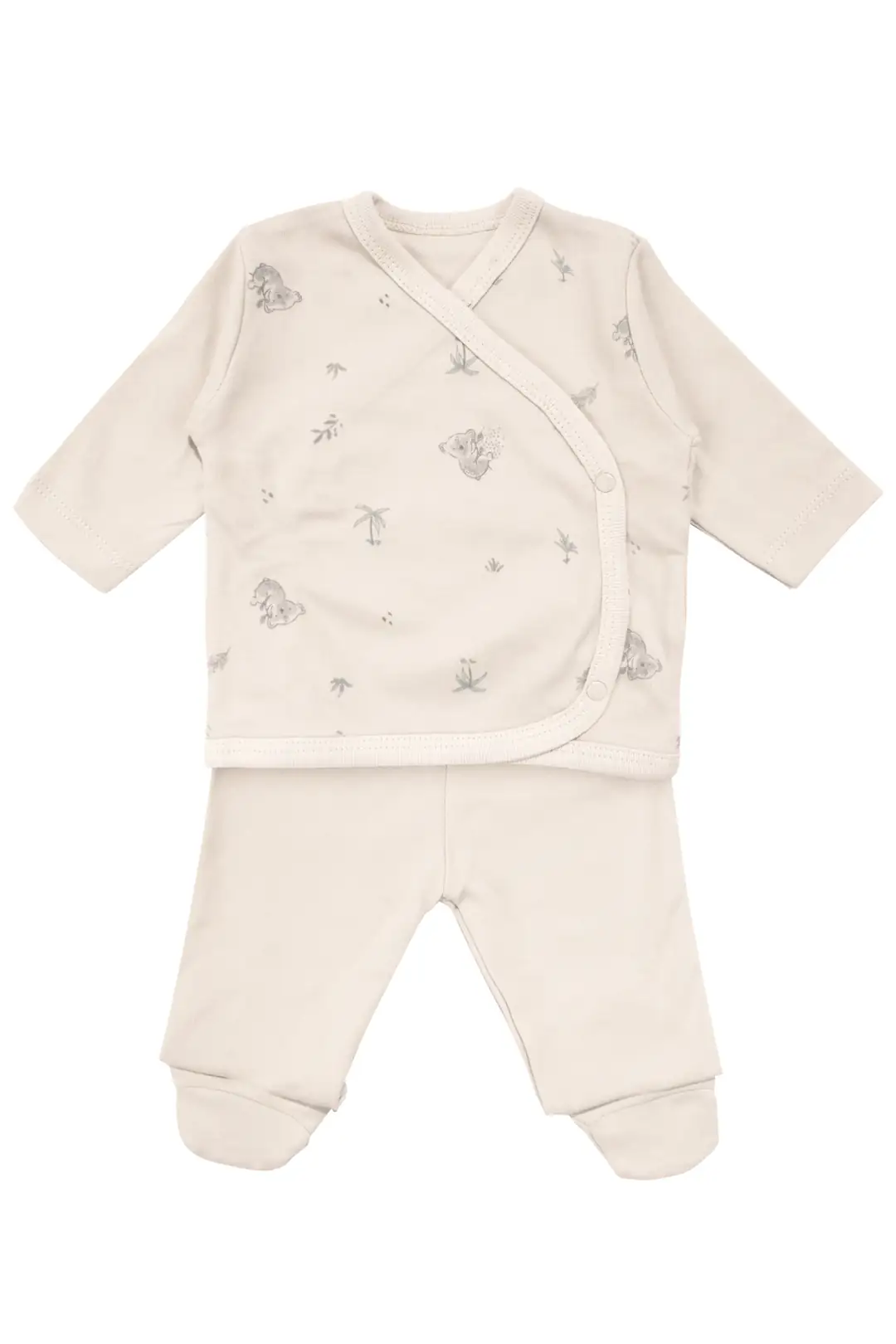 Unisex Bej Koala Desenli Organik 10 Parça Hastane Çıkış Seti 3