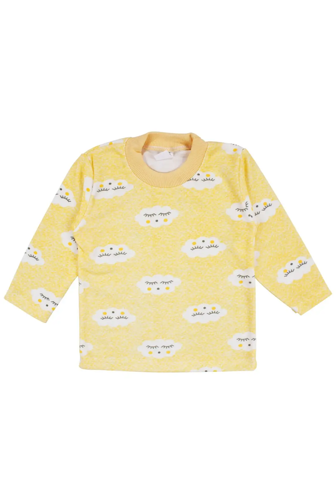 Bulut Desenli Alt Üst Sarı 2'li Pijama Takım 4