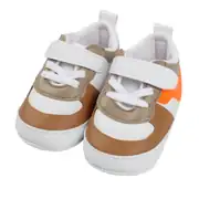 Erkek Bebek Beyaz Kahve Bağıcıklı Çıtçıtlı Deri Ayakkabı 1