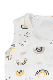 Unisex Beyaz Gökkuşağı Desenli Zıbın 2