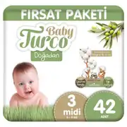 Baby Turco Doğadan Fırsat Paketi Bebek Bezi 3 Numara 42 Adet 1