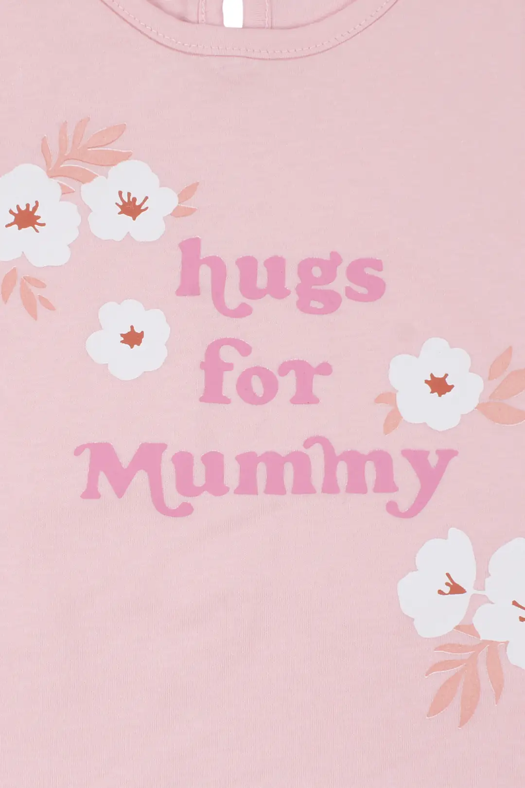 Kız Bebek Ekru Pembe Hugs For Mommy Çiçek Baskılı Şortl 2'li Takım 5