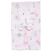 Pembe Tavşanlı Ağaç Desenli Müslin Puset Örtüsü 1