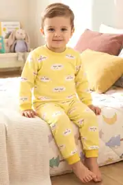 Bulut Desenli Alt Üst Sarı 2'li Pijama Takım 2