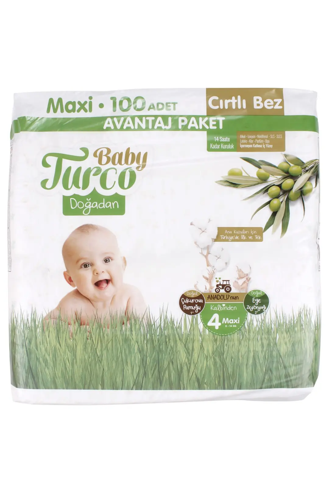 Baby Turco Doğadan Fırsat Paketi Bebek Bezi 4 Numara 100 Adet
