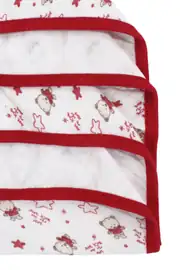 Ayıcık Desenli Tek Kat Penye Krem Kırmızı Bebek Battaniyesi 4
