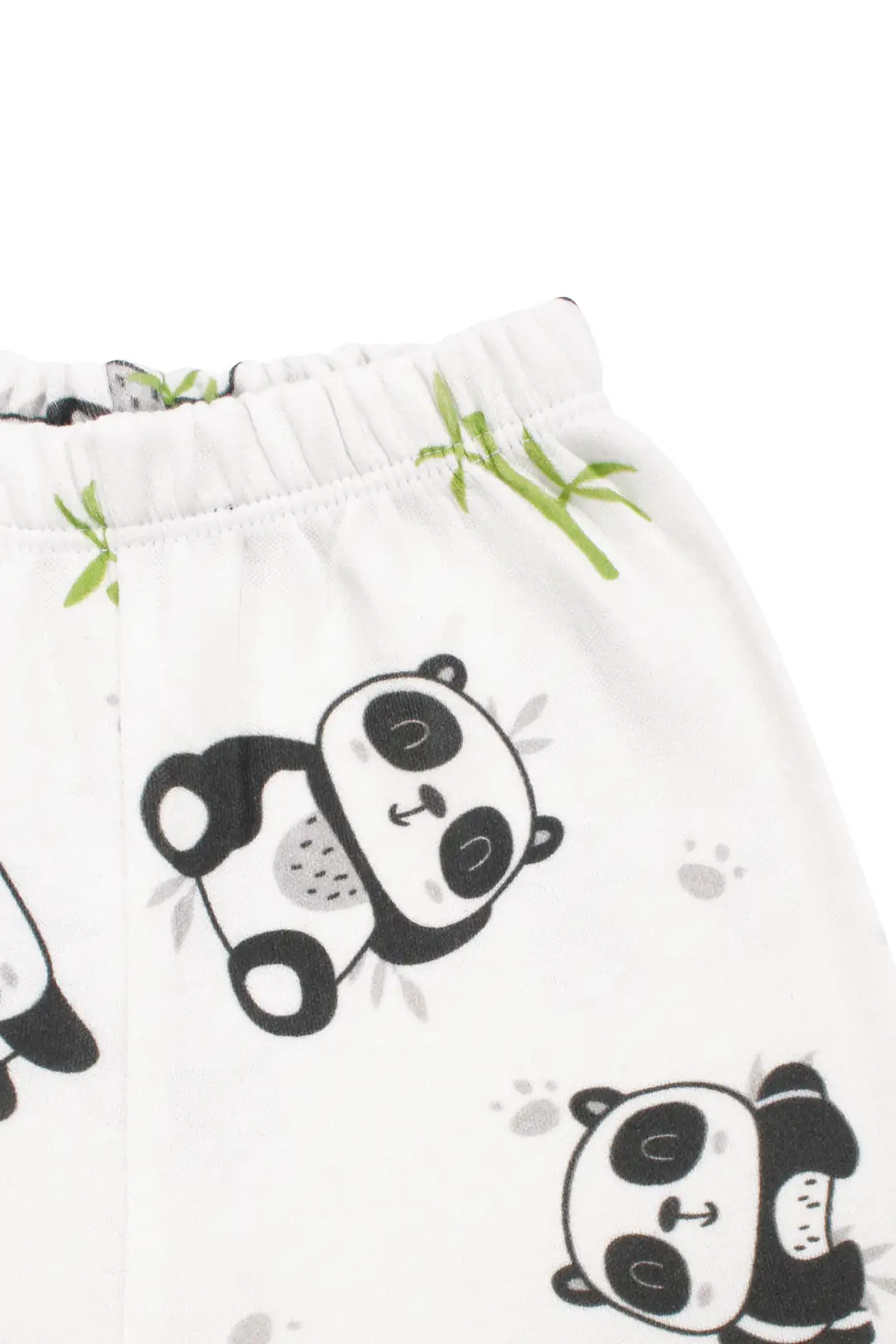Unisex Ekru Siyah Panda Desenli Kruvaze Yaka Pijama Takımı 6