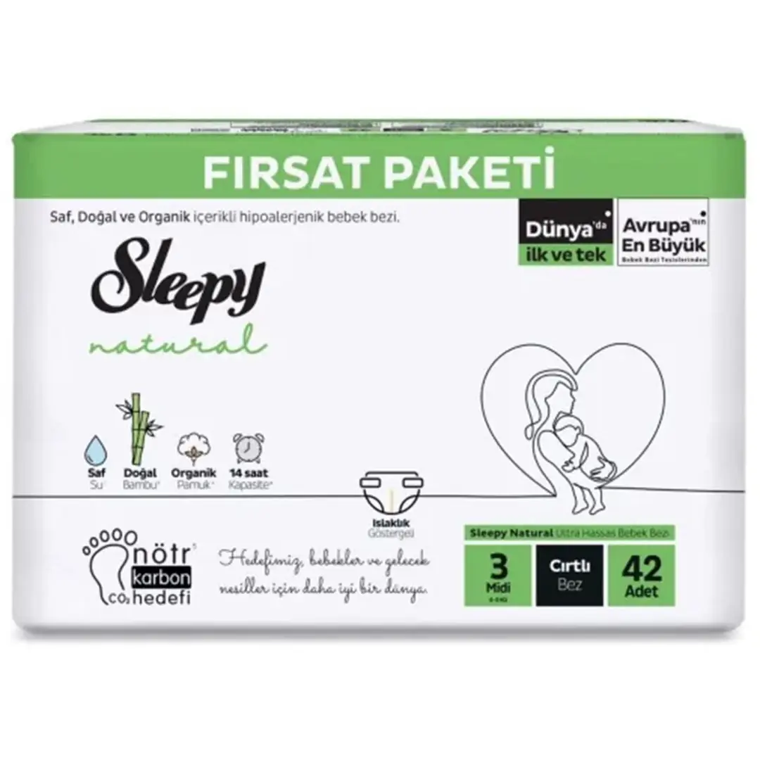Sleepy Bebek Bezi Natural 3 Beden Midi 4-9 Kg 42'li 1