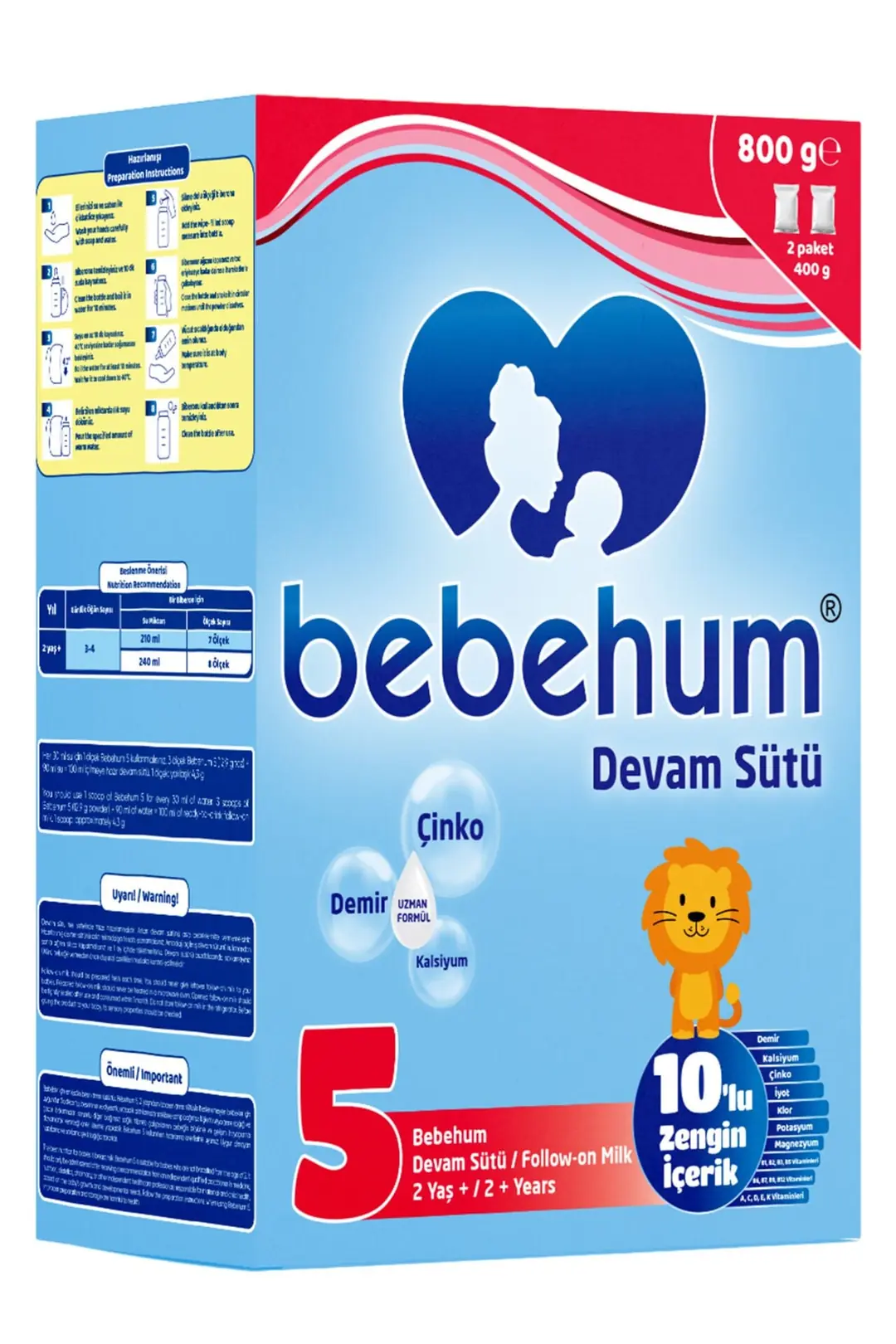 Bebehum 5 Numara Devam Sütü 2 Yaş+ 800 gr