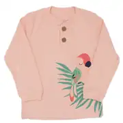 Kız Çocuk Pembe Papağan Baskılı 2'li Pijama Takımı 2