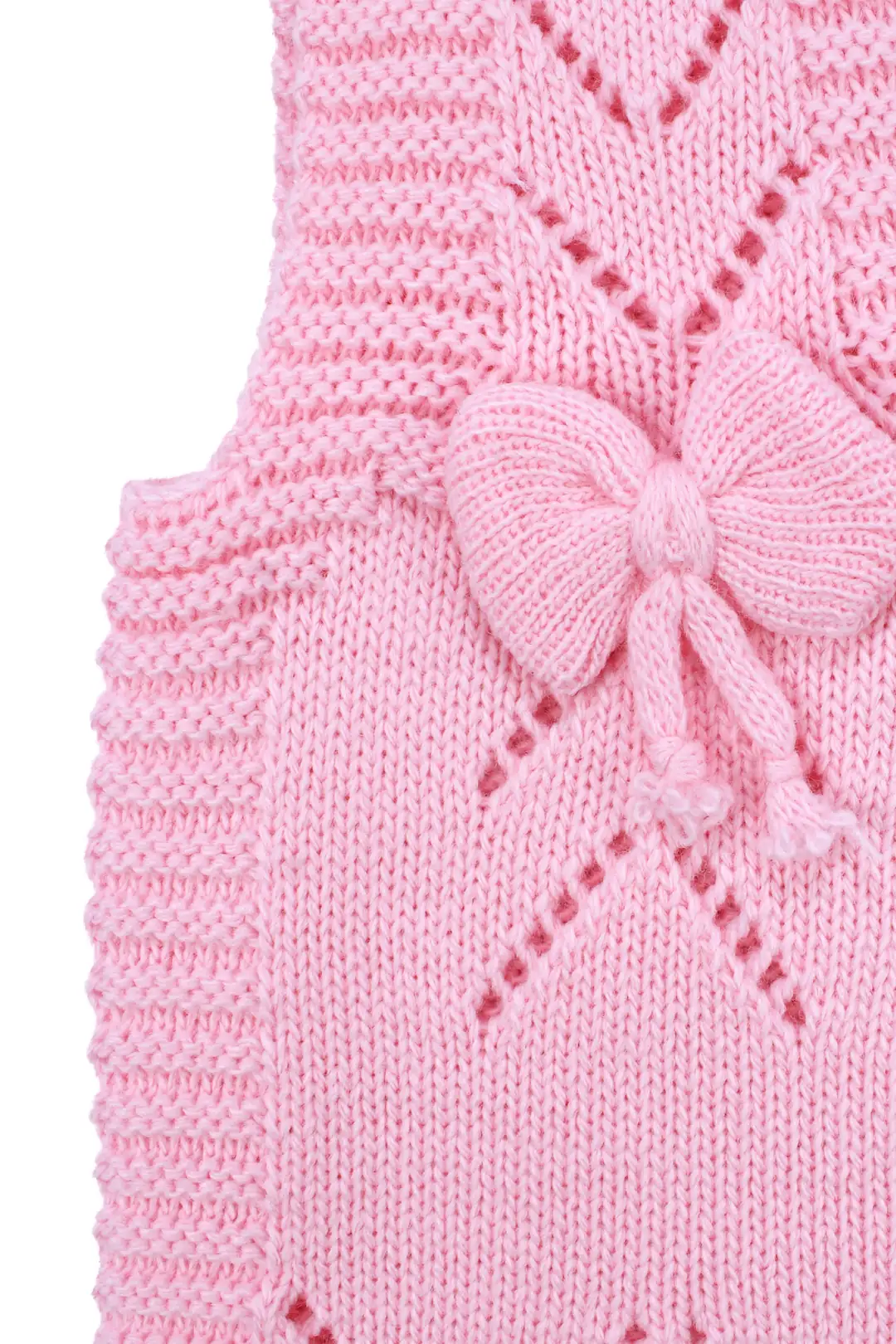 Lüx Pembe Kurdeleli Kız Bebek Triko Yelek 5