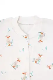 Unisex Ekru Ördek Desenli Çıtçıtlı Pijama Takımı 4