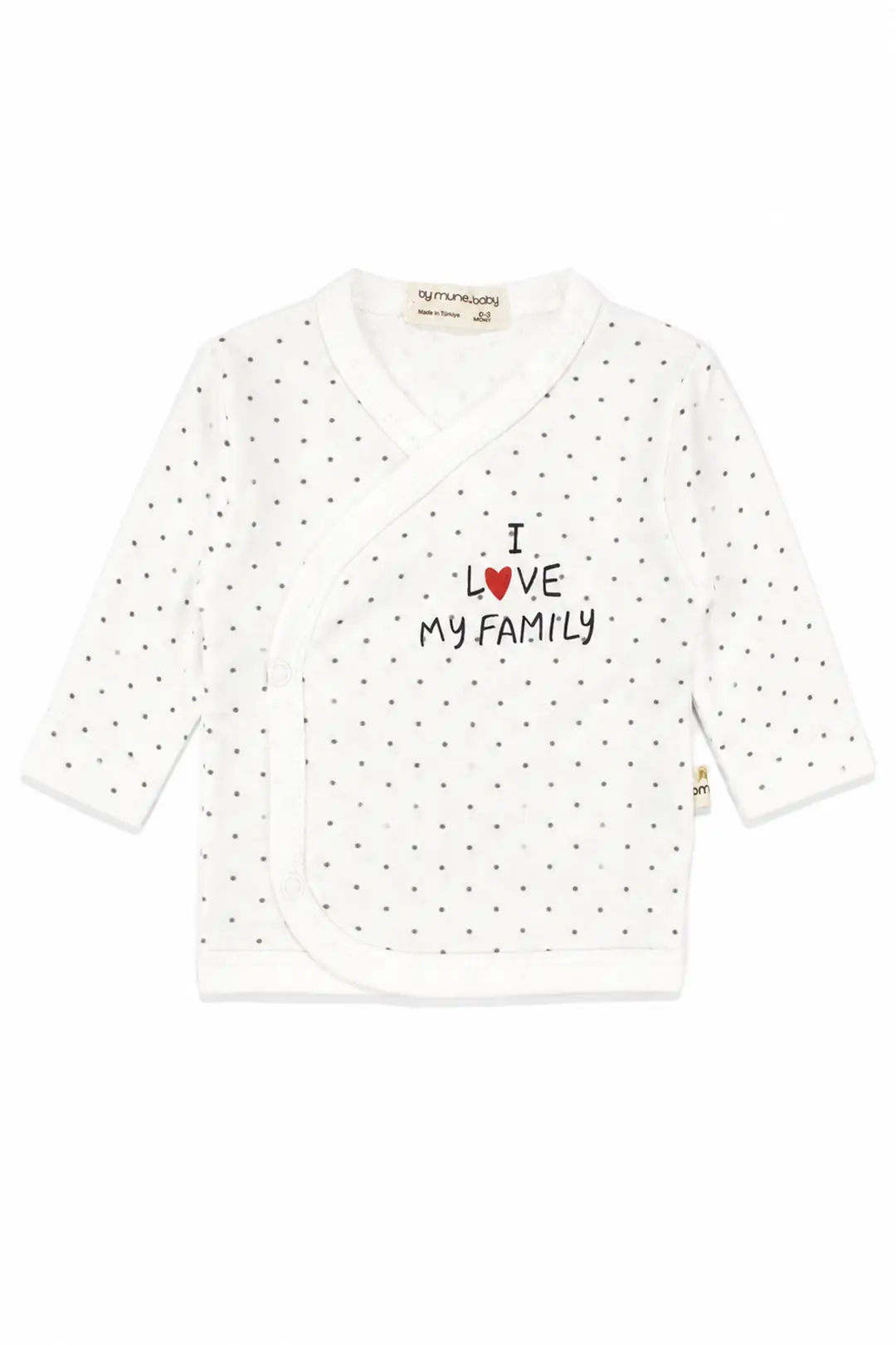Unisex Ekru I Love My Family Yazılı Puanlı 5'li Hastane Çıkış Seti 3