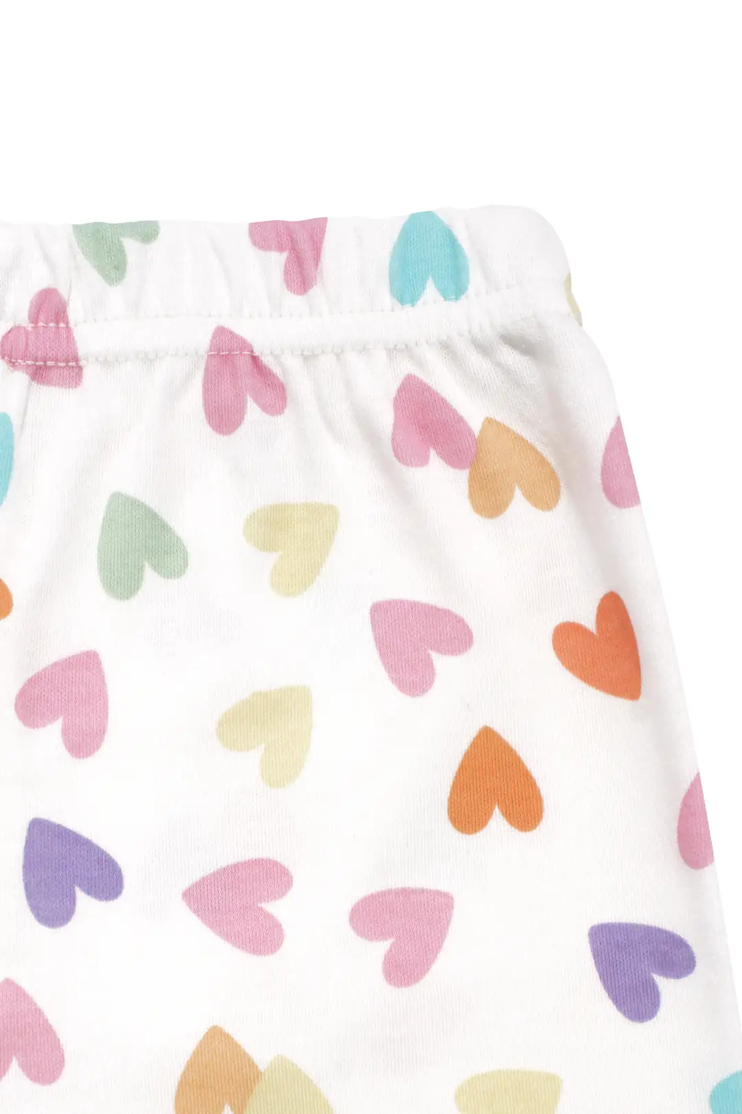 Kız Çocuk Ekru Pembe Renkli Kalpli Desenli Çıtçıtlı Pijama Takımı 6