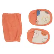 Erkek Çocuk Turuncu Ops Yazılı Güneşli Desenli 5 Parça Havlu Bornoz Set 3