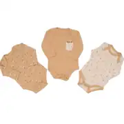 Unisex Kahve Bej Yaprak Desenli 3'lü Zıbın Set 1