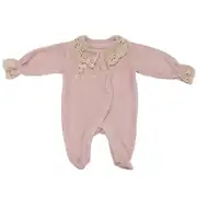 Kız Bebek Lila Dantelli Yakalı Kadife Çıtçıtlı Tulum 1