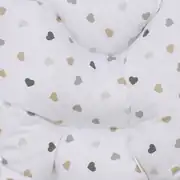 Unisex Gri Beyaz Kalp Desenli Çift Taraflı Puset Ve Bebek Arabası Minderi 2