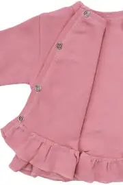 Kız Bebek Pembe Tavşan Baskılı Fırfırlı Patikli Pijama Takımı 0-3 Ay 6