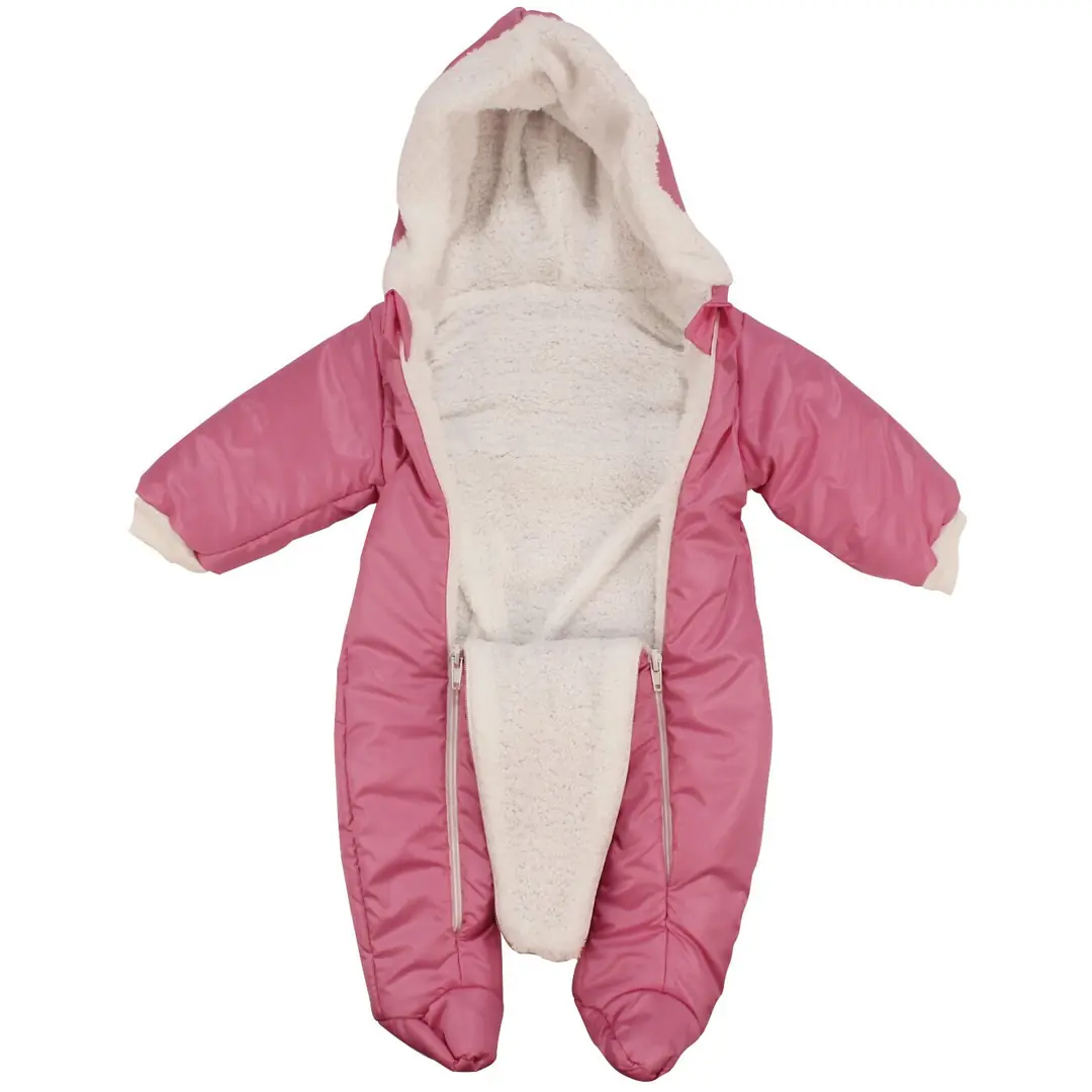 Kız Bebek Pembe Çift Fermuarlı İçi Peluş Patikli Kozmonot 2