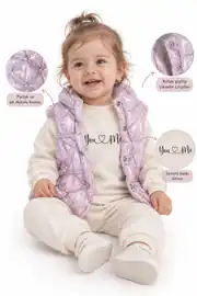 Kız Bebek Beyaz Lila Şişme Yelekli 3'lü Takım 1