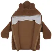 Unisex Kahve Peluş Kulaklı Kapşonlu Hırkalı 2'li Takım 3