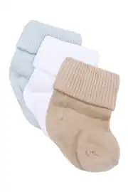 Erkek Bebek Mavi Beyaz Kahve 3'lü Çorap Set 0-6 Ay 1