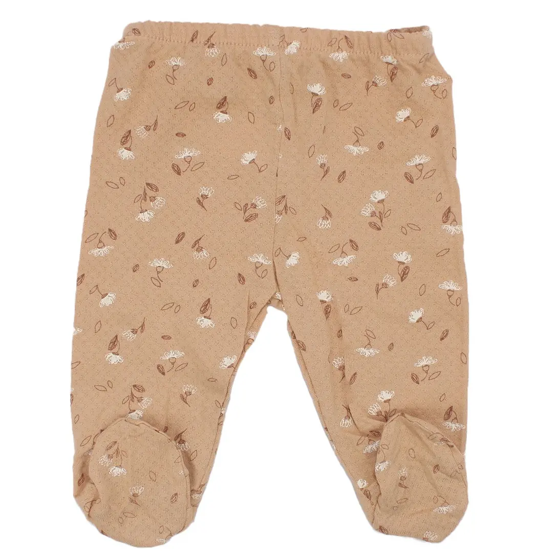 Unisex Kahve Bej Yaprak Desenli 3'lü Tek Alt Set 4